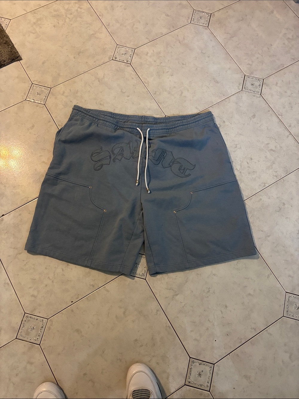 Fly by Night All Saints Slate Blue Drawstring Athletic Shorts